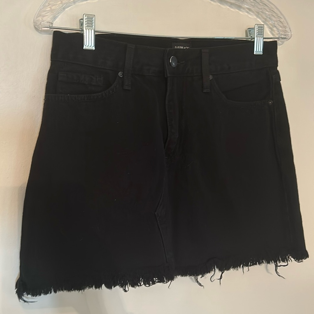 Just Black Tatiana A Line Frayed Denim Skirt